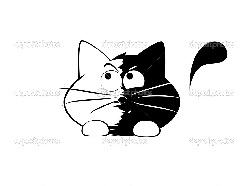 Vector illustration, funny cat, angry