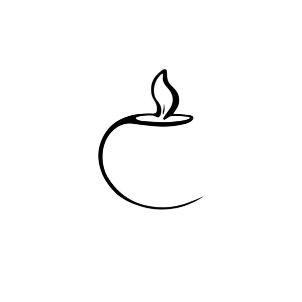 Doodle Burning Candle Icon Vector Illustration — 스톡 벡터