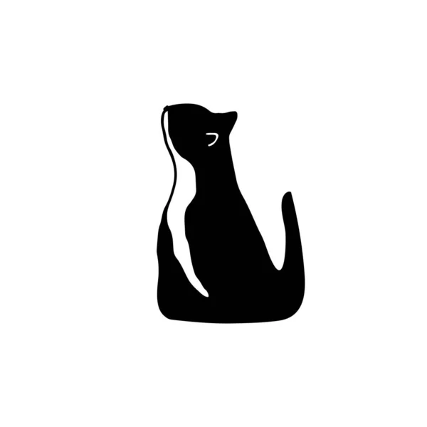 Black Cat Vector Illustration Sitting Cat Silhouette — Stock Vector