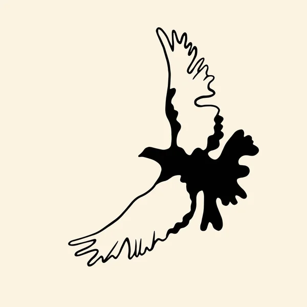 Flying stylized bird vector illustration. Flying bird doodle