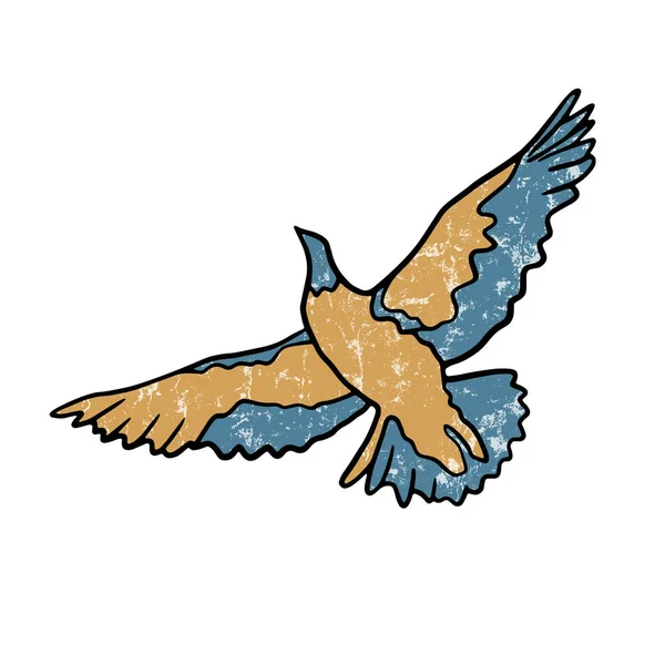 Flying Bird Doodle Dove Peace Vintage Illustration — Vetor de Stock