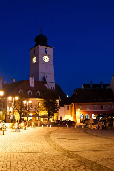 Sibiu - νυχτερινή άποψη — Φωτογραφία Αρχείου