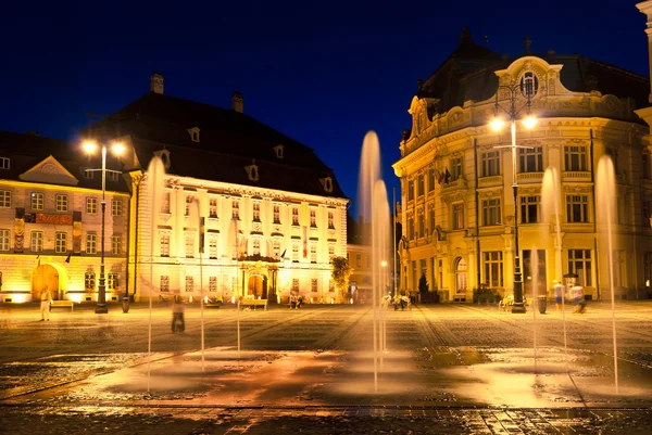 Sibiu - éjszakai — Stock Fotó