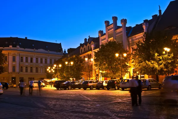 Sibiu - noční pohled — Stock fotografie