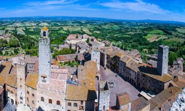 san gimignano, Toskana, İtalya'nın Toskana şehirden havadan görünümü