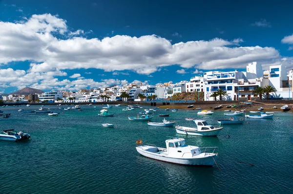 Fisher boats at the laguna Charco de San Gines, Arrecife — Stock Photo, Image