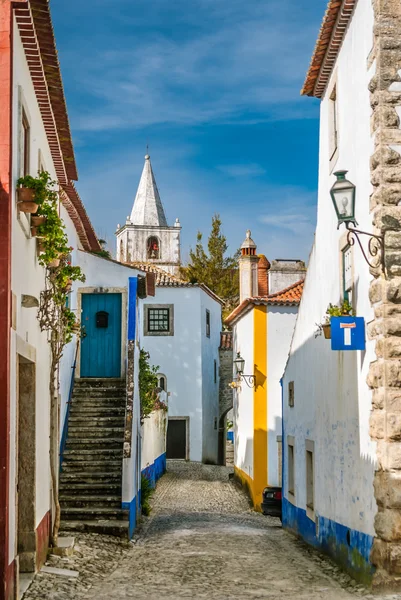 Gatuvy över Óbidos - portugal — Stockfoto