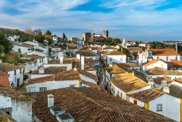 Befäst mur i Óbidos, portugal — Stockfoto