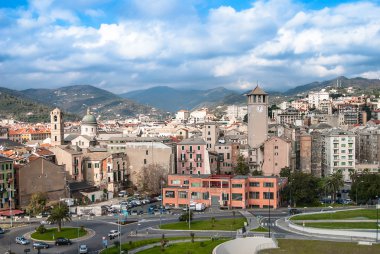 Savona, İtalya, eski kuleler landmark seyahat