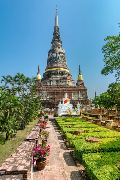 Pagoda na wat yai chaimongkol, ayuthaya, Thajsko — Stock fotografie
