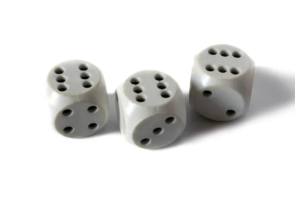 Three white dices — Stock Photo, Image