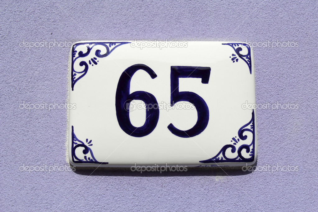 Number sixty-five, house address plate number