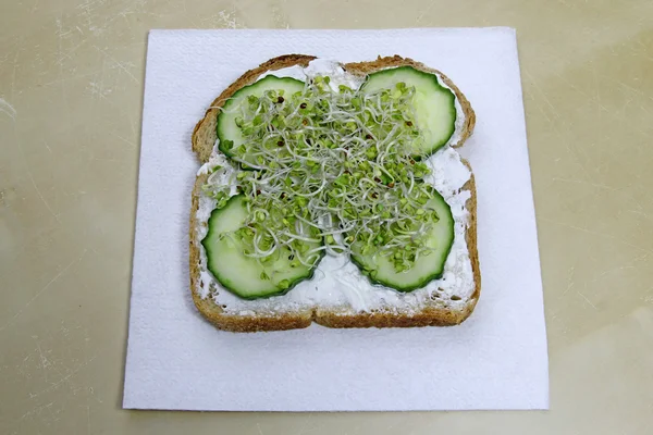 Diet sandwich with sprouts — Stock Photo, Image