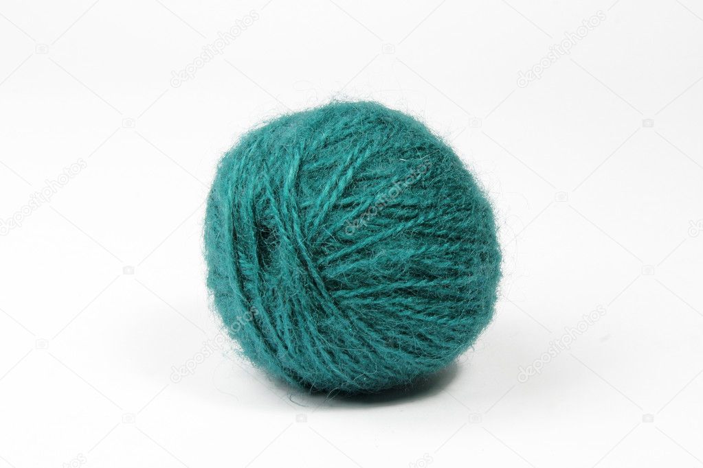 Fluffy blue yarn in ball