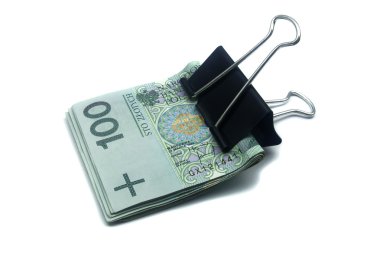 banknotların üzerinde beyaz izole klip ile Lehçe