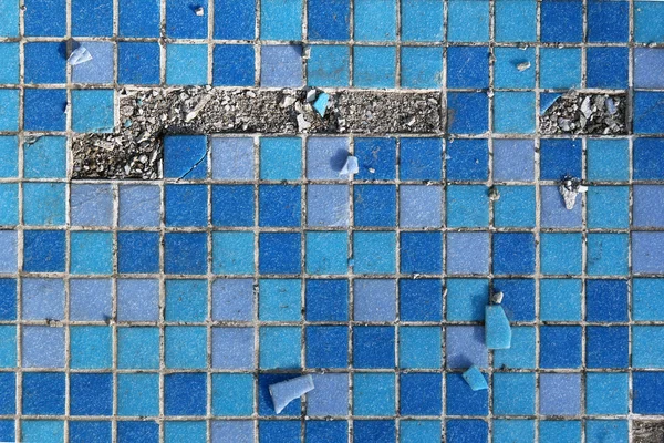 Fond mosaïque détruit bleu — Photo