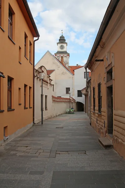 Narrow street in Trebon, Czech Republic — Stock Photo, Image