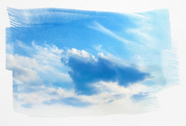 Nuvole vintage su dipinto, sfondo di carta strutturata — Foto Stock