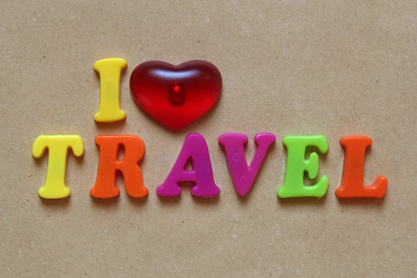 I love travel sign on carton background — Stock Photo, Image