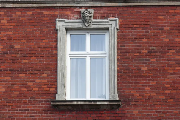 Beautiful window on brick wall — Stock Photo, Image