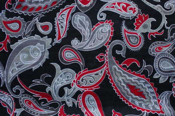 Floral design on black scarf — Stock Photo, Image