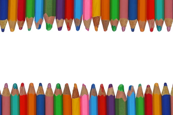 Fond avec crayons colorés. isolé sur blanc avec copyspa — Photo