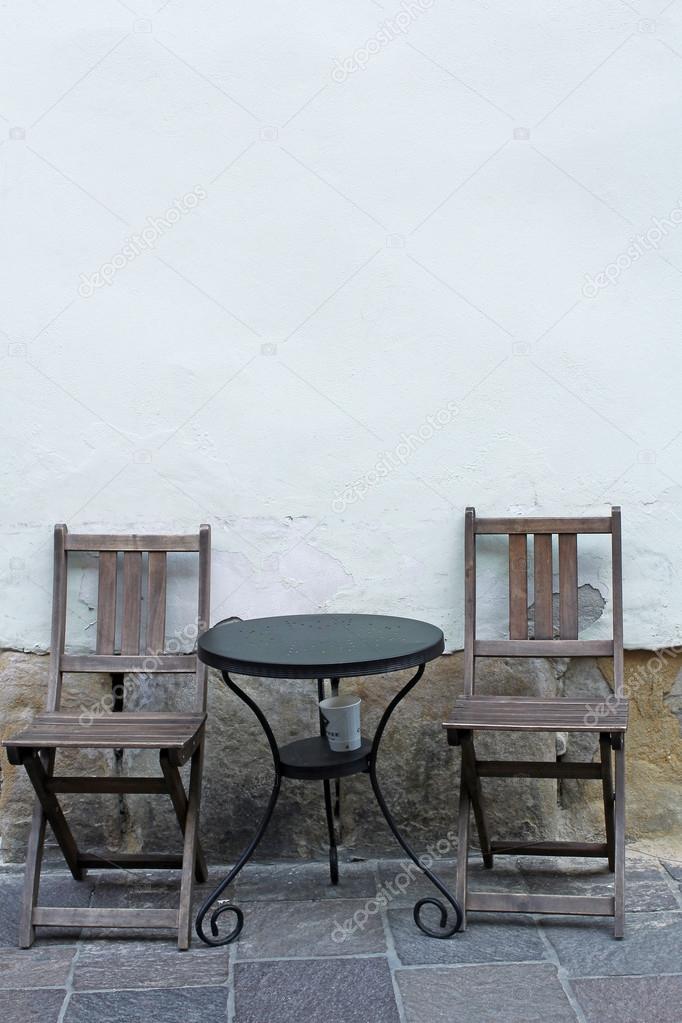 Sidewalk cafe - vintage table and two chair