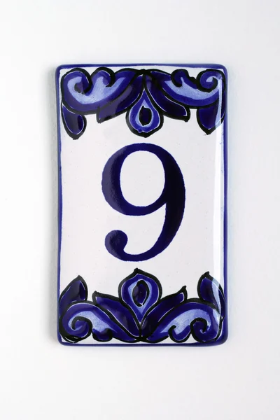 Number nine, house address plate number — Stock Photo, Image