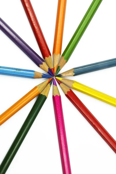 Colorful pencils isolated on white — Stock Photo, Image