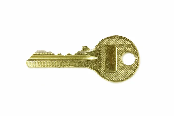 Gold key isolated on white — Stock Photo, Image