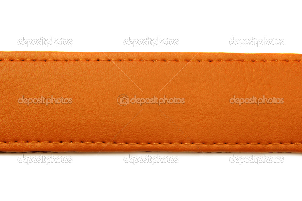 Orange leather belt isolated on white background