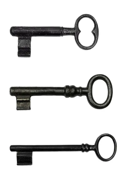 Set de tres llaves vintage aisladas en blanco —  Fotos de Stock
