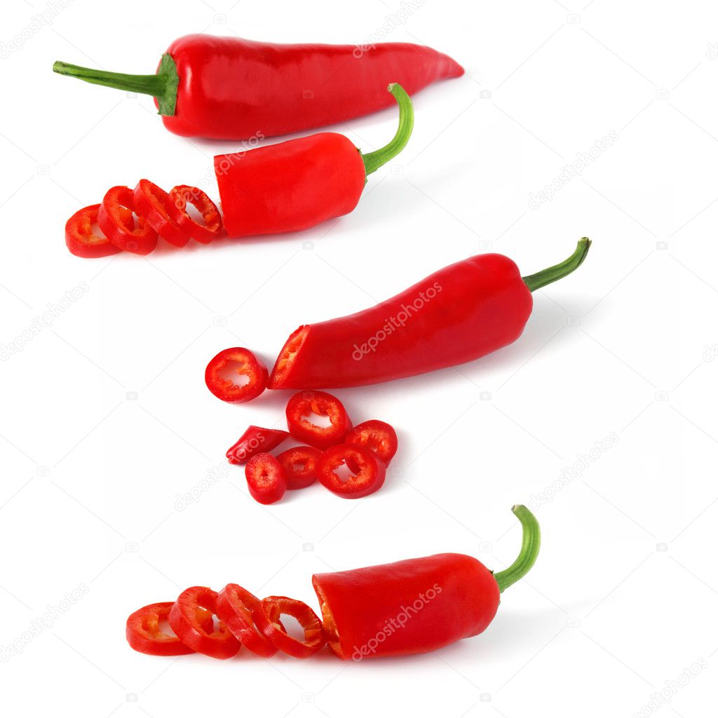 Set of red chili peppers