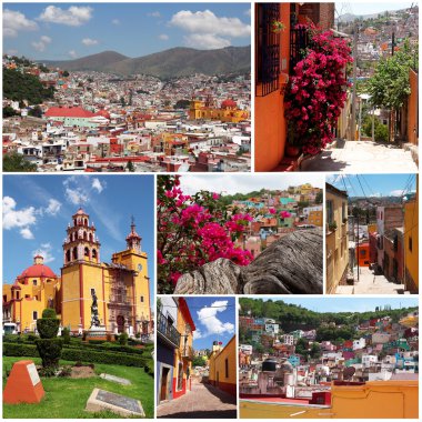 Set of photos from colorful town Guanajuato in Mexico clipart