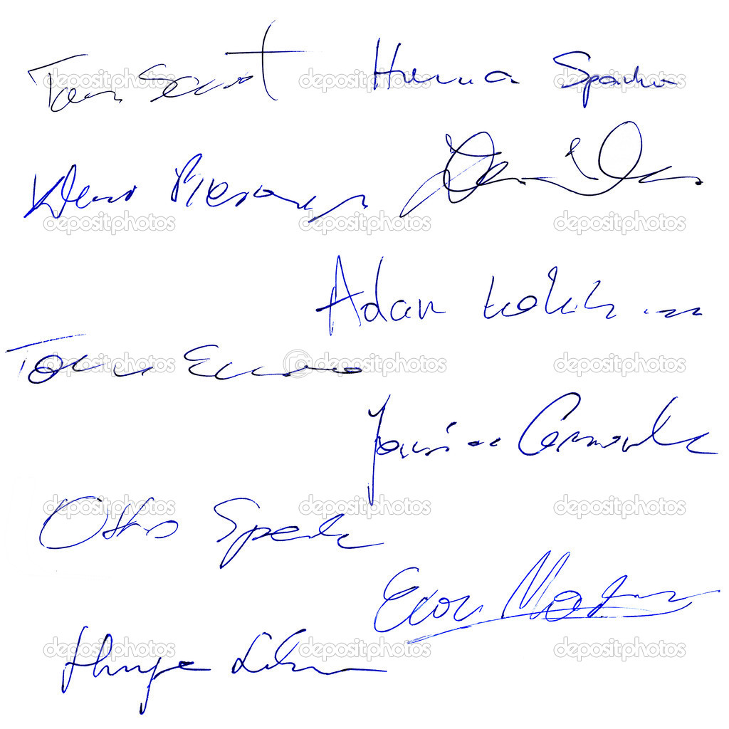 Set of fictions contract signatures, business autograph