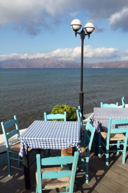 crete, Yunanistan Deniz kenarında güzel Restoran