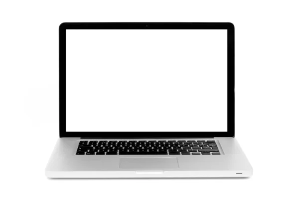 Modern laptop med blank skärm isolerad på vit bakgrund — Stockfoto