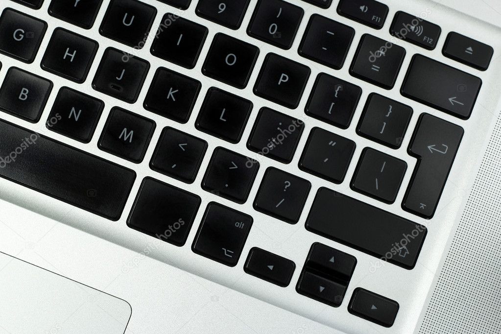 Closeup of keyboard of a modern laptop