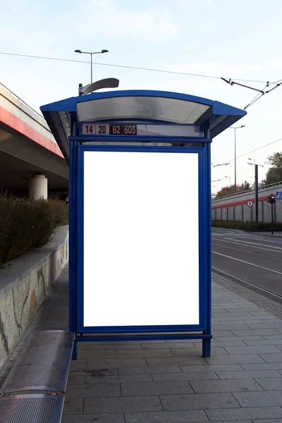 Empty billboard at tram stop — Stock Photo, Image