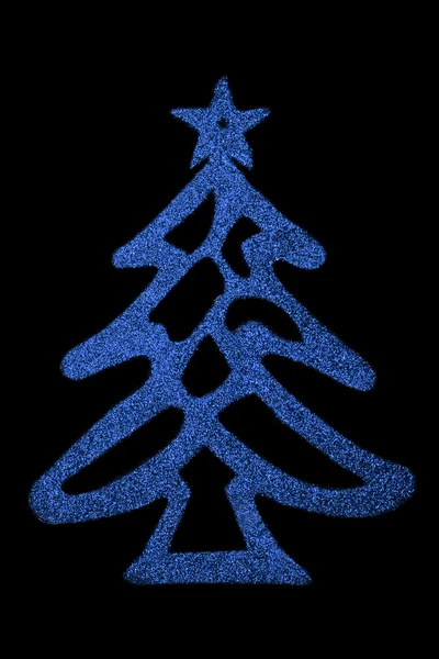 Árvore de Natal azul no fundo preto — Fotografia de Stock
