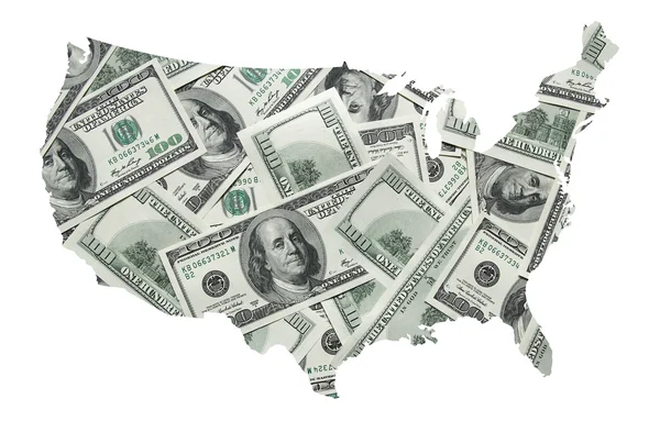 米国はマップする 100 ドルの背景を持つ — ストック写真