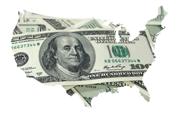 USA map with one hundred dollars background — Stock Photo, Image