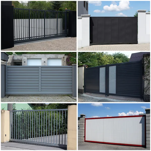 Collection of metal, modern gate — Stock Photo, Image