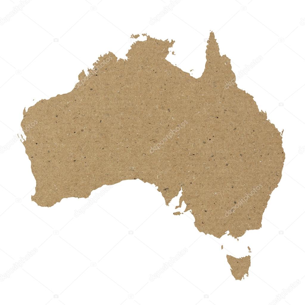 Australia map with carton paper texture
