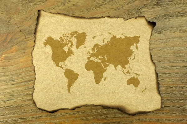 World map on burnt paper — Stock Photo, Image