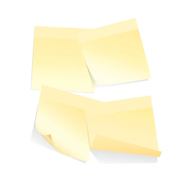 Quattro note di bastone giallo su sfondo bianco — Vettoriale Stock