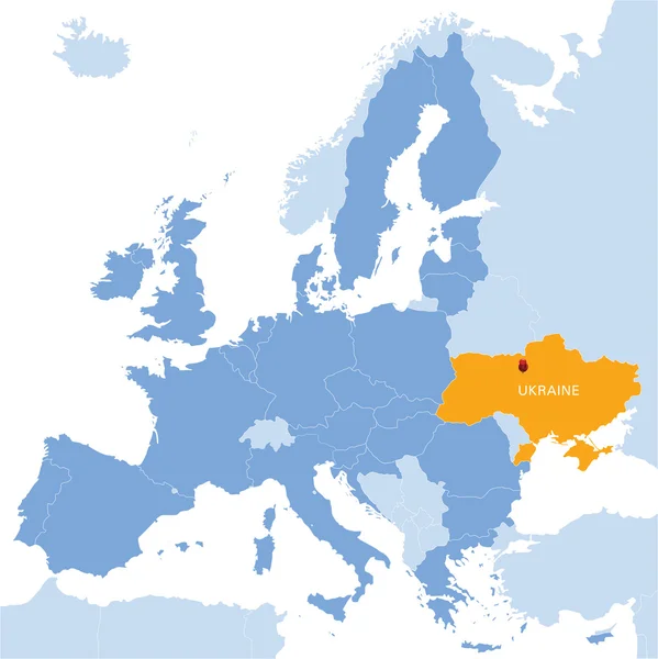 Mapa Evropské unie a údaj o Ukrajině koncepce vyjednávání s ue — Stockový vektor