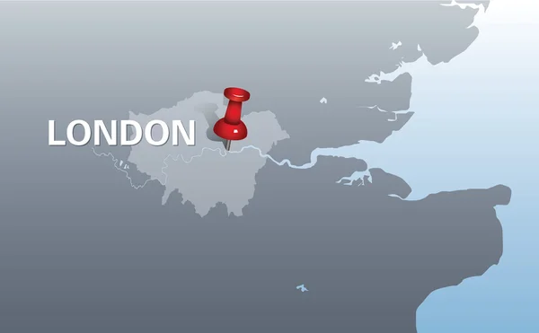 大纲图的伦敦与红色图钉 — 图库矢量图片