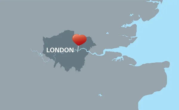 红色的心针的伦敦地图 — 图库矢量图片