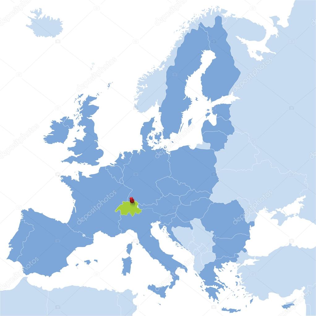 Map of European Union with the indication of Switzerland